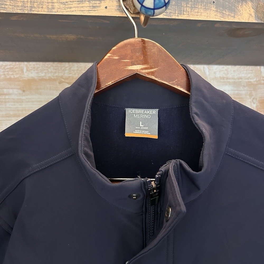 Icebreaker Soft shell Escape Travel Jacket Merino Navy Large Shirt - Picture 3 of 10